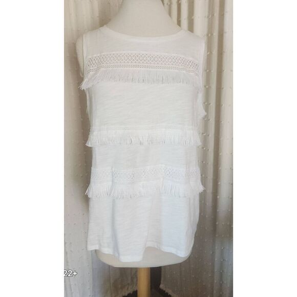 T25 Liz Claiborne tank top western style with fringe - Picture 1 of 8